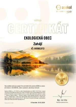 Certifikát Ekologická obec  1